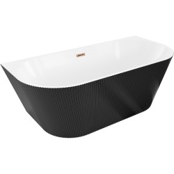 MEXEN/S - Oris volně stojící vana nástěnná reliéf 170 x 80, bílá/černá, sifon a přepad růžové zlato (52871708075-60)