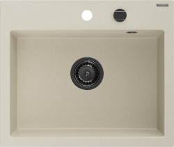 MEXEN/S - Oscar granitový dřez 580 x 490 mm, béžová, černý sifon (6519581000-69-B)