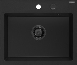 MEXEN/S - Oscar granitový dřez 580 x 490 mm, černá, černý sifon (6519581000-77-B)