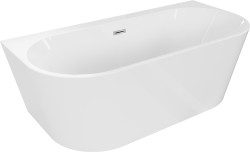 MEXEN/S - Oval+ volně stojící vana przyścienna 170 x 80, bílá, sifon a přepad chrom (52681708000-01)