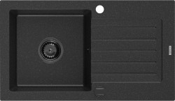 MEXEN/S - Pablo granitový dřez 1-miska s odkapávačem 752 x 436 mm, černá/stříbrná met (6510751010-73-B)