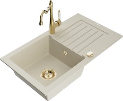 MEXEN/S - Pablo granitový dřez 1-miska včetně baterie Carla, béžová (6510-69-670700-50)