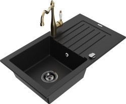 MEXEN/S - Pablo granitový dřez 1-miska včetně baterie Carla, černá (6510-77-670700-50-B)