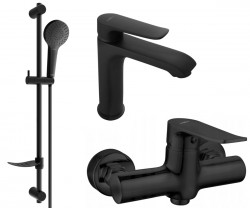 MEXEN/S - Pecos DF05 SET umyvadlová baterie + sprchová s příslušenstvím , černá (72704DF05-70)