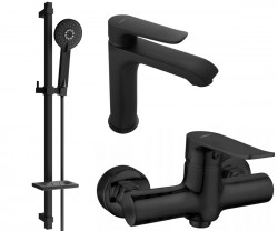 MEXEN/S - Pecos DQ40 SET umyvadlová baterie + sprchová s příslušenstvím , černá (72704DQ40-70)