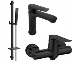 MEXEN/S - Pecos DQ72 SET umyvadlová baterie + sprchová s příslušenstvím , černá (72704DQ72-70)