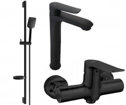 MEXEN/S - Pecos DS62 SET umyvadlová baterie + sprchová s příslušenstvím , černá (72714DS62-70)