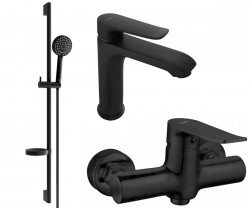 MEXEN/S - Pecos DS75 SET umyvadlová baterie + sprchová s příslušenstvím , černá (72704DS75-70)