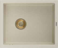 MEXEN/S - Pedro granitový dřez 1-miska 560 x 460 mm, béžová, sifon zlatá (6508561000-69-G)