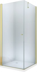 MEXEN/S - Pretoria otevírací sprchový kout 80x90, sklo transparent, zlatý + vanička (852-080-090-50-00-4010)