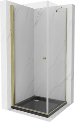 MEXEN/S - Pretoria sprchový kout 100x100, transparent, zlatá + sprchová vanička včetně sifonu (852-100-100-50-00-4070G)