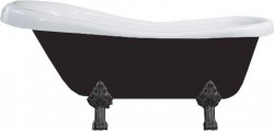 MEXEN/S - Retro volně stojící vana 150x73 cm bílá / černá černá nohy , sifon chrom (53251507375-70)