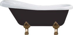 MEXEN/S - Retro volně stojící vana 150x73 cm bílá / černá nohy zlato , zátka sifonu chrom (53251507375-50)