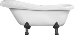 MEXEN/S - Retro volně stojící vana 150x73 cm bílá, nohy černá , zátka sifonu chrom (53251507300-70)