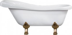 MEXEN/S - Retro volně stojící vana 150x73 cm bílá, nohy zlato , sifon chrom (53251507300-50)