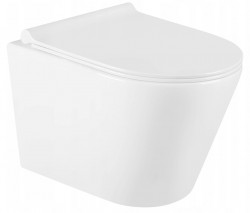 MEXEN/S - Rico Závěsná WC mísa Rimless včetně sedátka s slow-slim, Duroplast, bílá - 30720500 (30720500)