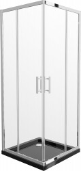 MEXEN/S - Rio čtvercový sprchový kout 80 x 80, transparent, chrom + vanička se sifonem Flat, černý (860-080-080-01-00-4070)