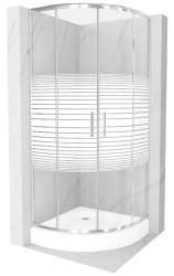MEXEN/S - Rio čtvrtkruhový sprchový kout 70 x 70, dekor/mráz, chrom + vanička Rio (863-070-070-01-20-4710)