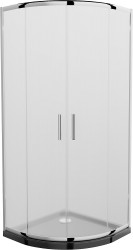 MEXEN/S - Rio čtvrtkruhový sprchový kout 80 x 80, mráz, chrom + vanička se sifonem Flat, černý (863-080-080-01-30-4170)