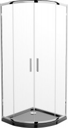 MEXEN/S - Rio čtvrtkruhový sprchový kout 90 x 90, transparent, chrom + vanička se sifonem Flat, černý (863-090-090-01-00-4170)