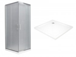 MEXEN/S - Rio Sprchový kout čtvercový 90x90, szron, chrom + vanička se sifonem (860-090-090-01-30-4010)