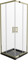 MEXEN/S - Rio sprchový kout čtverec 80x80, transparent, zlatá + černá vanička se sifonem (860-080-080-50-00-4070G)