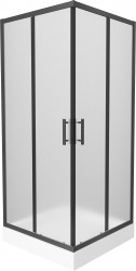 MEXEN/S - Rio sprchový kout čtverec 90 x 90, dekor, černý + vanička Rio včetně výpustě (860-090-090-70-30-4510)