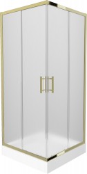 MEXEN/S - Rio sprchový kout čtverec 90 x 90, dekor, zlato + vanička Rio včetně výpustě (860-090-090-50-30-4510)