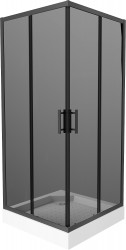 MEXEN/S - Rio sprchový kout čtverec 90 x 90, grafit, černý + vanička Rio včetně výpustě (860-090-090-70-40-4510)
