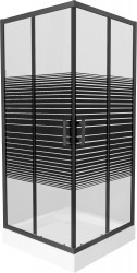MEXEN/S - Rio sprchový kout čtverec 90 x 90, pruhy, černý + vanička Rio včetně výpustě (860-090-090-70-20-4510)