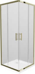 MEXEN/S - Rio sprchový kout čtverec 90x90, dekor, zlatá + bílá vanička se sifonem (860-090-090-50-30-4010G)