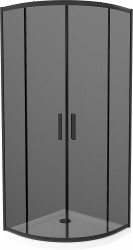 MEXEN/S - Rio sprchový kout čtvrtkruh 90x90, grafit, černá + bílá vanička se sifonem (863-090-090-70-40-4110B)