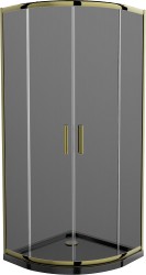 MEXEN/S - Rio sprchový kout čtvrtkruh 90x90, grafit, zlatá + černá vanička se sifonem (863-090-090-50-40-4170G)