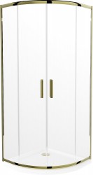 MEXEN/S - Rio sprchový kout čtvrtkruh 90x90, transparent, zlatá + bílá vanička se sifonem (863-090-090-50-00-4110G)