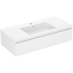 MEXEN/S - Rivel koupelnová skříňka 100 cm s umyvadlem Otis, 1 šuplík, reliéf , bílá mat (91A20-10023-1-BF01-W18M01)