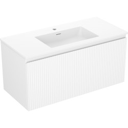 MEXEN/S - Rivel koupelnová skříňka 100 cm s umyvadlem Otis, 1 šuplík, reliéf , bílá mat (91A20-10047-1-BF01-W18M01)