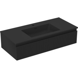 MEXEN/S - Rivel koupelnová skříňka 100 cm s umyvadlem Otis, 1 šuplík, reliéf , černá mat (91A20-10023-1-BF71-W18M71)