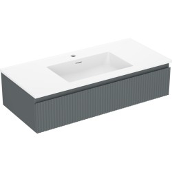 MEXEN/S - Rivel koupelnová skříňka 100 cm s umyvadlem Otis, 1 šuplík, reliéf , grafit mat/bílá mat (91A20-10023-1-BF66-W18M01)