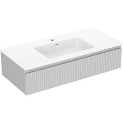 MEXEN/S - Rivel koupelnová skříňka 100 cm s umyvadlem Otis, 1 šuplík, reliéf , šedá mat/bílá mat (91A20-10023-1-BF62-W18M01)