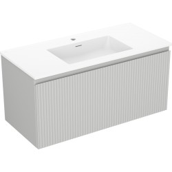 MEXEN/S - Rivel koupelnová skříňka 100 cm s umyvadlem Otis, 1 šuplík, reliéf , šedá mat/bílá mat (91A20-10047-1-BF62-W18M01)