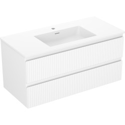 MEXEN/S - Rivel koupelnová skříňka 100 cm s umyvadlem Otis, 2 zásuvky, reliéf , bílá mat (91A20-10047-2-BFF01-W18M01)