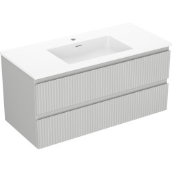 MEXEN/S - Rivel koupelnová skříňka 100 cm s umyvadlem Otis, 2 zásuvky, reliéf , šedá mat/bílá mat (91A20-10047-2-BFF62-W18M01)