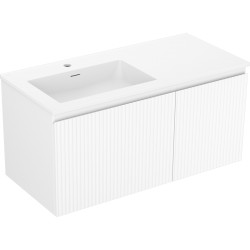 MEXEN/S - Rivel koupelnová skříňka 100 cm s umyvadlem Otis levá, 1S, 1D, reliéf, bílá mat (91A23-10047-3-BBFF01-W18L01)