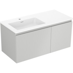 MEXEN/S - Rivel koupelnová skříňka 100 cm s umyvadlem Otis levá, 1S, 1D, reliéf, šedá mat/bílá mat (91A23-10047-3-BBFF62-W18L01)