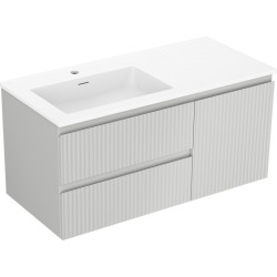 MEXEN/S - Rivel koupelnová skříňka 100 cm s umyvadlem Otis levá, 2S, 1D, reliéf, šedá mat/bílá mat (91A23-10047-3-BBFFF62-W18L01)