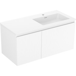 MEXEN/S - Rivel koupelnová skříňka 100 cm s umyvadlem Otis pravá, 1S, 1D, reliéf, bílá mat (91A23-10047-3-BBFF01-W18P01)