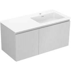 MEXEN/S - Rivel koupelnová skříňka 100 cm s umyvadlem Otis pravá, 1S, 1D, reliéf, šedá mat/bílá mat (91A23-10047-3-BBFF62-W18P01)