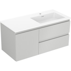 MEXEN/S - Rivel koupelnová skříňka 100 cm s umyvadlem Otis pravá, 2S, 1D, reliéf, šedá/bílá mat (91A23-10047-3-BBFFF62-W18P01)