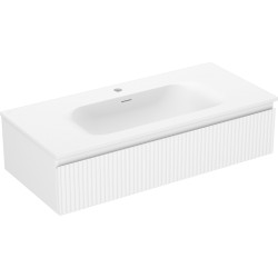 MEXEN/S - Rivel koupelnová skříňka 100 cm s umyvadlem Vela, 1 šuplík, reliéf , bílá mat (91A20-10023-1-BF01-W23M01)