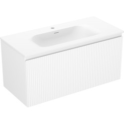 MEXEN/S - Rivel koupelnová skříňka 100 cm s umyvadlem Vela, 1 šuplík, reliéf , bílá mat (91A20-10047-1-BF01-W23M01)